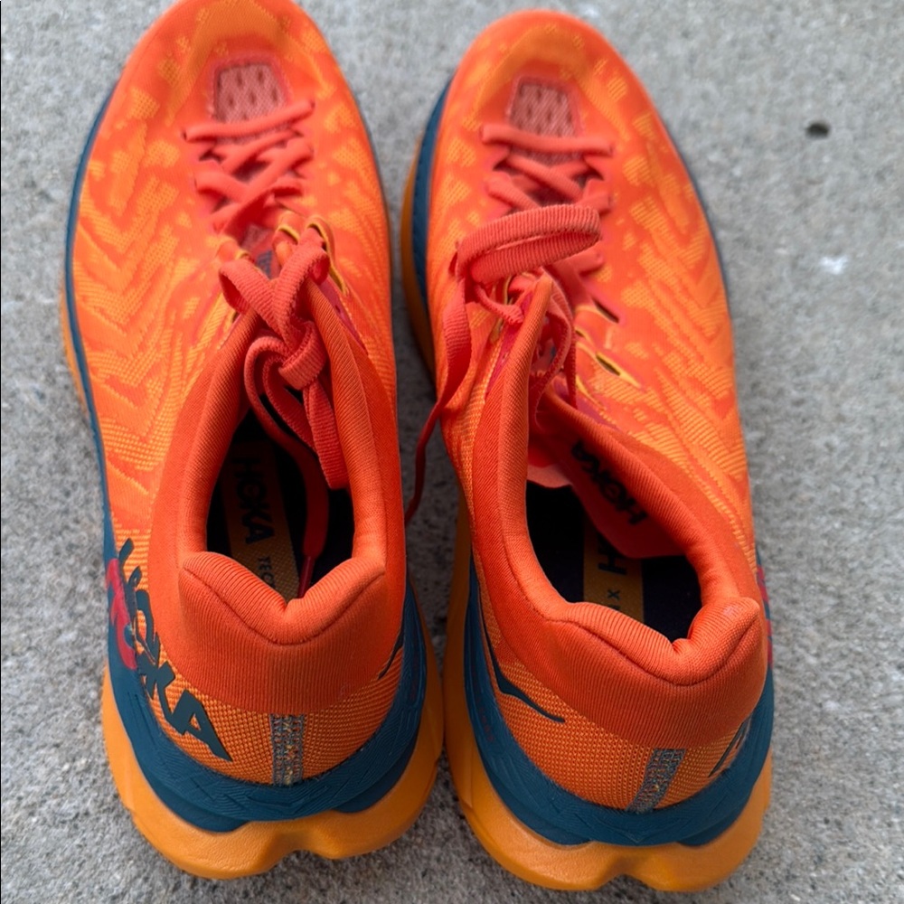 Hoka Orange Sneakers with Breathable Mesh and Textured Sole